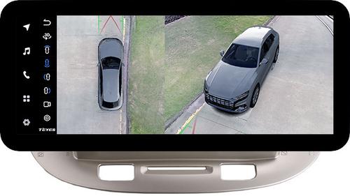Магнитола для KIA Rio 2 2005-2011 (рамка бежевая) - Teyes LUX ONE 360 монитор 12.3" 2K QLED на Android 10, Быстрая, CarPlay, 4G SIM-слот, 4 камеры в комплекте