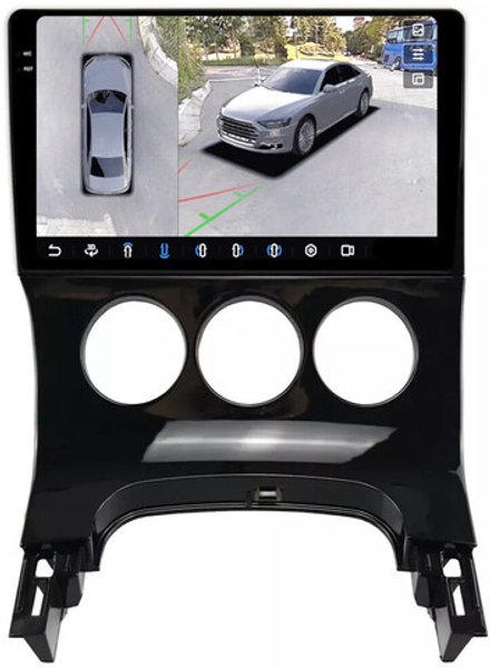 Магнитола для Peugeot 3008 2010-2017 (кондиционер) - FarCar BX197M-360 монитор 9.5" 2K QLED на Android 13, 6Гб+128Гб, CarPlay, 4G SIM-слот, 4 камеры в комплекте