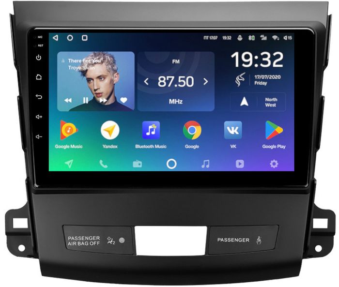 Магнитола для Mitsubishi Outlander XL, Peugeot 4007, Citroen C-Crosser (без Rockford, рамка гладкая) - Teyes CC2 PLUS монитор 9" QLED, Android 10, Быстрая, SIM-слот
