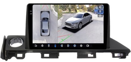 Магнитола для Mazda 6 GJ 2015-2018 - FarCar BX3005M-360 монитор 9.5" 2K QLED на Android 13, 6Гб+128Гб, CarPlay, 4G SIM-слот, 4 камеры в комплекте
