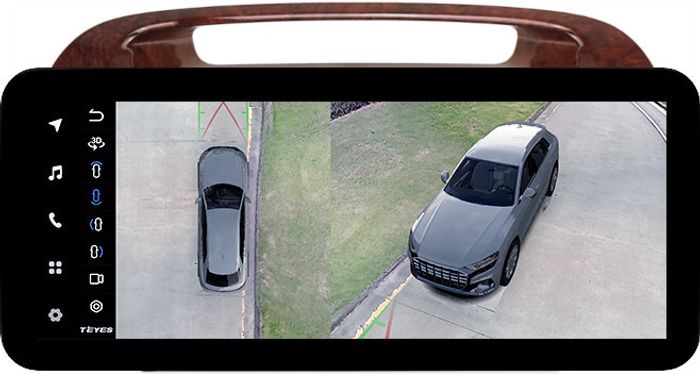 Магнитола для Toyota Camry 30 2001-2006 (рамка дерево 1) - Teyes LUX ONE 360 монитор 12.3" 2K QLED на Android 10, Быстрая, CarPlay, 4G SIM-слот, 4 камеры в комплекте