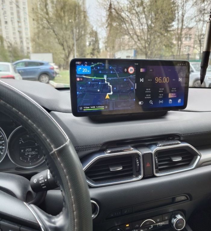 Магнитола для Mazda CX-5 KF 2017-2020 (поддержка штатного меню, Bose и 360) - Kuberg HP-M983CX52 монитор 12.3" в стиле MERCEDES на Android 11, 8+128Гб, CarPlay, 4G SIM-слот