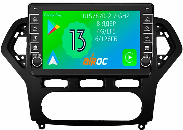 Магнитола для Ford Mondeo 4 2010-2015 (климат) - Airoc AB-1713A (кнопки и крутилки), Android 13, Быстрая, SIM-слот, CarPlay