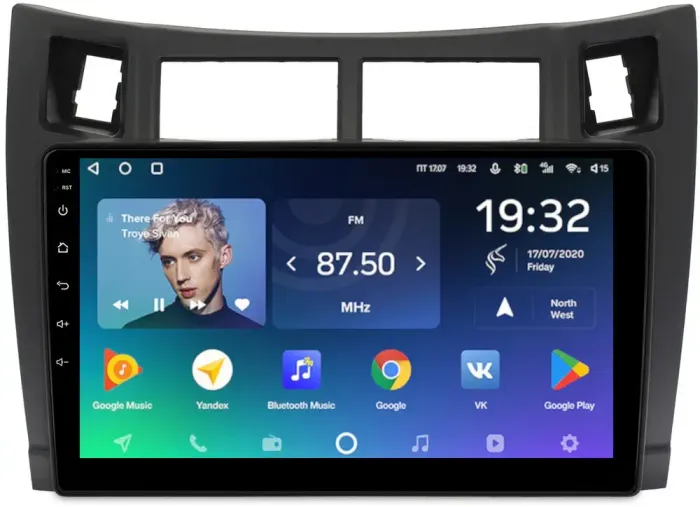 Магнитола для Toyota Vitz 2, Yaris 2 2005-2011 (рамка черная) - Teyes CC2 PLUS на Android 10, ТОП процессор, 4Гб+64Гб, 4G SIM-слот