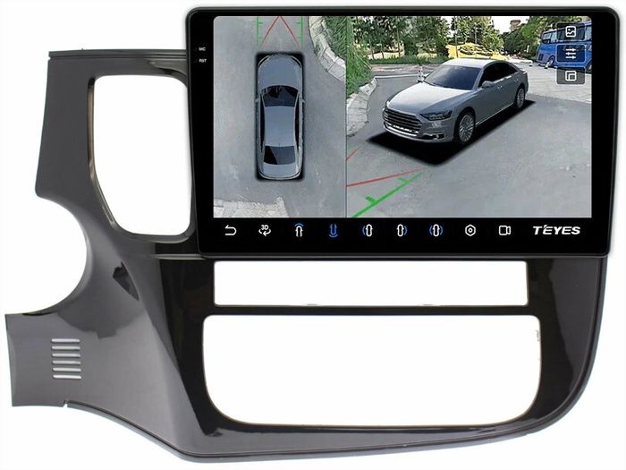 Магнитола для Mitsubishi Outlander 3 2012-2022 (левый руль) - Teyes CC3-2K-360 монитор 10.36" 2K QLED на Android 10, 6Гб+128Гб, CarPlay, 4G SIM-слот, 4 камеры в комплекте