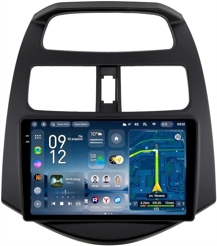 Магнитола для Chevrolet Spark M300 2009-2022, Ravon R2 (рамка матовая) - Teyes CC4-PRO монитор 9.5" 2K QLED на Android 13, Snapdragon 778G, ИИ, CarPlay, DSP, 4G SIM-слот