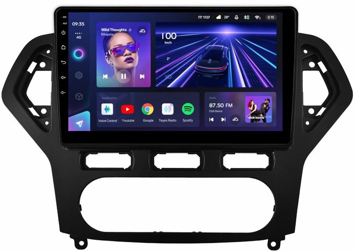 Магнитола для Ford Mondeo 4 2007-2010 (рамка чёрная) - Teyes CC3L на Android 10, CarPlay, 4G SIM-слот