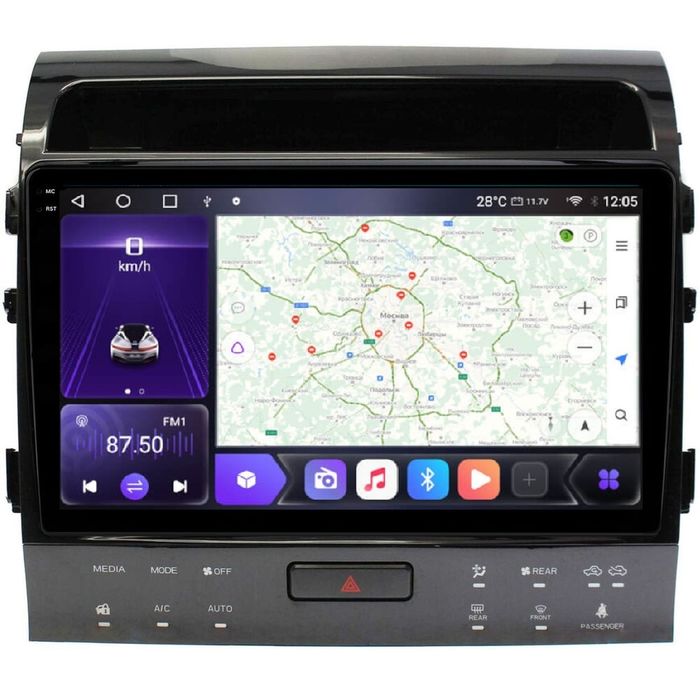 Магнитола для Toyota Land Cruiser 200 2007-2015 (рамка 10, климат на ШГУ) - Kuberg OL-1620-2-ABC QLed+2K, Android 12, TS10, CarPlay, 4G SIM-слот
