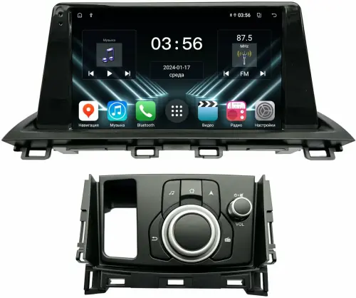 Магнитола для Mazda CX-4 2016-2024 (ШГУ монохром) - FarCar DX9-9644A монитор 9.5" IPS на Android 13, 4+64Гб, CarPlay