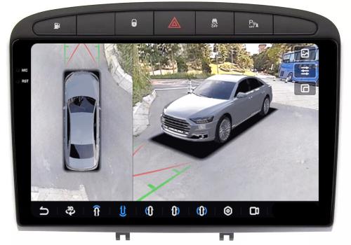 Магнитола для Peugeot 308 2007-2014, 408 2012-2022 - FarCar BX083M-360 монитор 9.5" 2K QLED на Android 13, 6Гб+128Гб, CarPlay, 4G SIM-слот, 4 камеры в комплекте