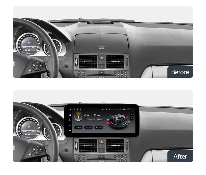 Магнитола для Mercedes-Benz C-класс W204 2007-2011 (взамен бардачка) - Teyes LUX ONE ROUND монитор 12.3" 2K QLED на Android 10, CarPlay, 4G SIM-слот
