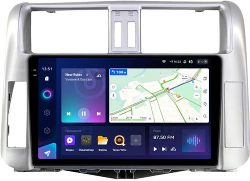 Магнитола для Toyota Land Cruiser Prado 150 2009-2013 (рамка серебро) - Teyes CC3-2K QLed Android 10, ТОП процессор, SIM-слот, CarPlay