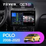 Магнитола для Volkswagen Polo 5 2009-2020 (рамка черная глянцевая) - Teyes CC3-2K монитор 13", QLED+2K, Android 10, Быстрая, 4G SIM-слот, CarPlay