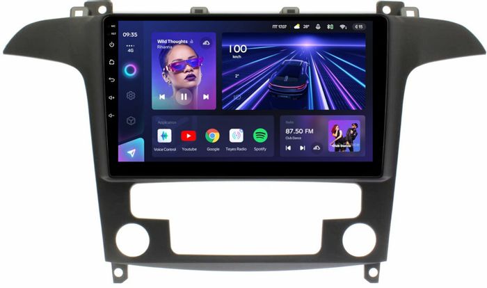 Магнитола для Ford S-Max, Galaxy 2 2006-2015 (климат) - Teyes CC3 на Android 10, QLED, ТОП процессор, 4Гб+32Гб, CarPlay, 4G SIM-слот