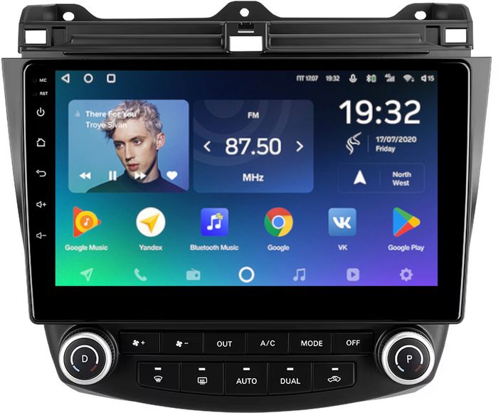 Магнитола для Honda Accord 7 2003-2008 (рамка вниз) - Teyes CC2 PLUS монитор 10.1" QLED, Android 10, Быстрая, SIM-слот
