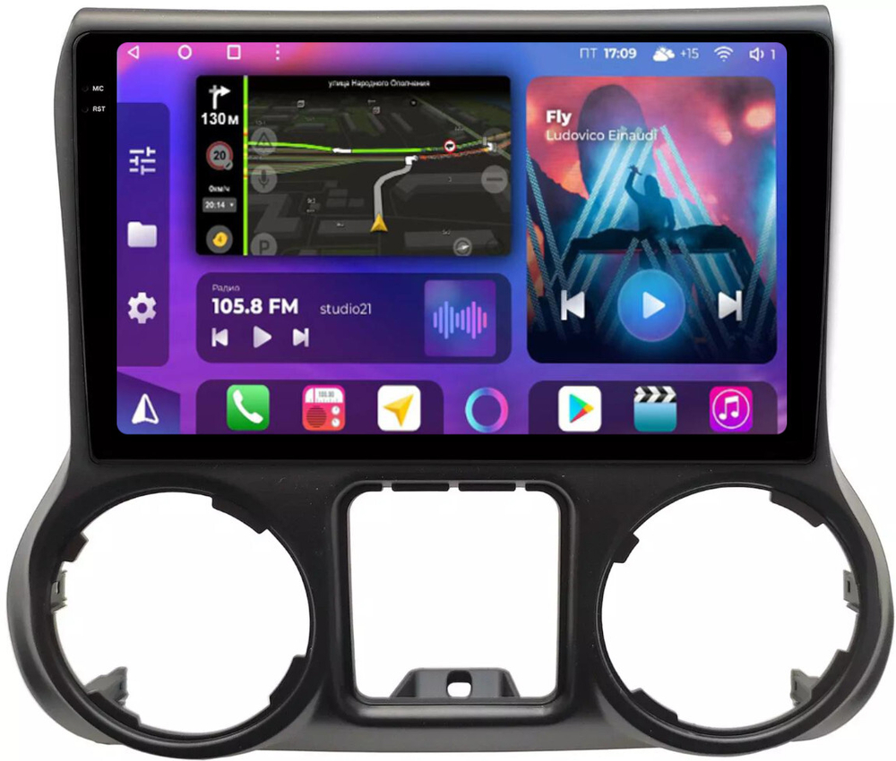 Магнитола для Jeep Wrangler 3 2014-2018 - FarCar BM10-9566 монитор 10.36" QLED на Android 14, TS10, 4+32Гб, CarPlay, 4G SIM-слот