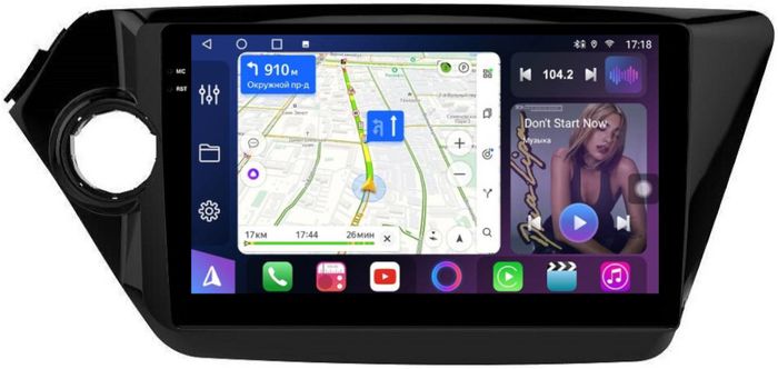 Магнитола для KIA Rio 3 2011-2017 - FarCar 106M монитор 9.5" QLED на Android 14, TS18, CarPlay, 4G SIM-слот