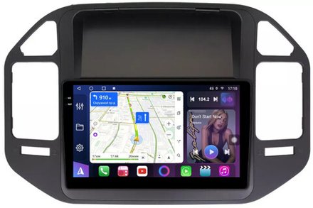 Магнитола для Mitsubishi Pajero 3, Montero 3 1999-2006 (рамка черная) - FarCar BM3237M монитор 9.5" QLED на Android 14, TS10, 4+32Гб, CarPlay, 4G SIM-слот