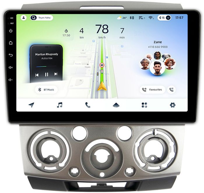 Магнитола для Ford Ranger 2, Mazda BT-50 2007-2011 (рамка серебро) - Teyes CC4L монитор 9" IPS на Android 14, Быстрая, Snapdragon 662, CarPlay, 4G SIM-слот