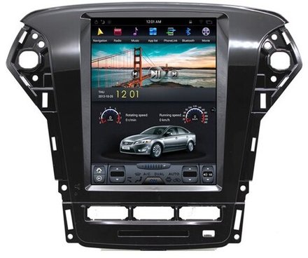 Магнитола для Ford Mondeo 4 2010-2014 (с климатом) - Kuberg ZF-1052A-Q6 вертикальный экран в стиле "Тесла" на Android 11, 8Гб+128Гб, CarPlay, 4G SIM-слот