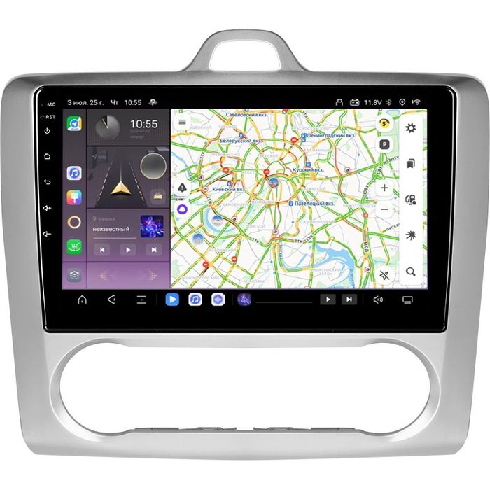 Магнитола для Ford Focus 2 2004-2011 (климат) - Kuberg QLed, Android 13, Быстрейшая, CarPlay, SIM-слот