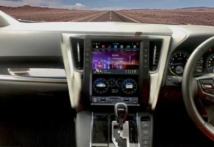 Магнитола для Toyota Alphard 30, Vellfire 2015-2023 (менее 10 динамиков) - Kuberg ZF-1308L-GE вертикальный экран в стиле "Тесла" на Android 13, 8Гб+128Гб, 4G SIM-слот, CarPlay