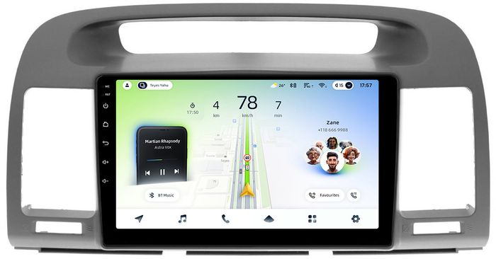 Магнитола для Toyota Camry 30 2001-2006 (рамка графитовая) - Teyes CC4L-DTS монитор 9" IPS на Android 14, Быстрая, Snapdragon 662, CarPlay, 4G SIM-слот