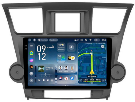 Магнитола для Toyota Highlander 2 XU40 2007-2013 (крутилки декоративные) - Teyes CC4-PRO монитор 10.36" 2K QLED на Android 13, Snapdragon 778G, ИИ, CarPlay, DSP, 4G SIM-слот