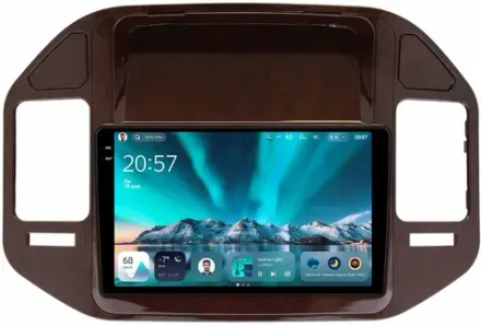 Магнитола для Mitsubishi Pajero 3, Montero 3 1999-2006 (рамка дерево) - Teyes CC4 монитор 9.2" 2K QLED на Android 14, Snapdragon 680, DSP, CarPlay, 4G SIM-слот