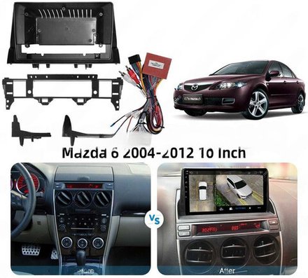 Магнитола для Mazda 6 2002-2007 (вместо верхнего бардачка) - Kuberg SF-9506-B QLed+2K, Android 13, UIS7870 (DUDU7), CarPlay, SIM-слот