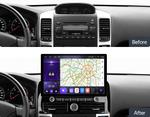 Магнитола для Toyota Land Cruiser Prado 120 2002-2009, Lexus GX470 (экран климата внизу) - Kuberg FT010/KP-13-464-S10 монитор 13" QLED+2K на Android 12, Быстрая, 4G SIM-слот, CarPlay