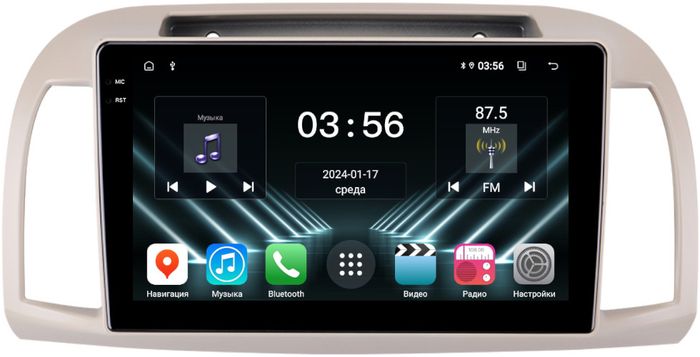 Магнитола для Nissan March K12 / Micra K12 / 2002-2010 - FarCar S280 монитор 9.5" IPS на Android 13, CarPlay