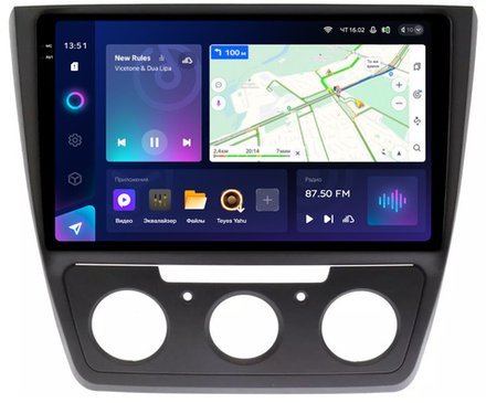 Магнитола для Skoda Yeti 2009-2018 (кондиционер) - Teyes CC3-2K QLed Android 10, ТОП процессор, SIM-слот, CarPlay
