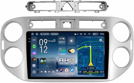 Магнитола для Volkswagen Tiguan 1 2007-2011, Golf Plus (аварийка треугольная, рамка серебро) - Teyes CC4-PRO монитор 9.5" 2K QLED на Android 13, Snapdragon 778G, ИИ, CarPlay, DSP, 4G SIM-слот