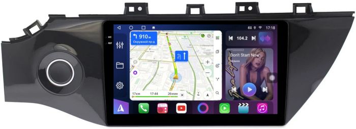 Магнитола для KIA Rio 4, Rio X-Line 2017-2020 (рамка с кнопкой) - FarCar BM1160M монитор 9.5" QLED на Android 14, TS10, 4+32Гб, CarPlay, 4G SIM-слот