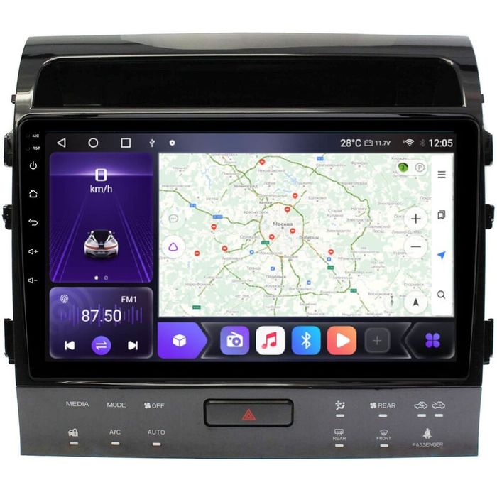 Магнитола для Toyota Land Cruiser 200 2007-2015 (рамка 10, климат на ШГУ) - Kuberg OL-1620-2-ABC QLed, Android 12, TS10, CarPlay, 4G SIM-слот