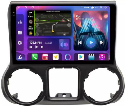 Магнитола для Jeep Wrangler 3 2014-2018 - FarCar BM10-2K-9566 монитор 10.36" 2K QLED на Android 14, TS10, 4+32Гб, CarPlay, 4G SIM-слот
