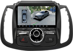 Магнитола для Ford Kuga 2 2017-2019 (SYNC 3, рамка с кнопками тип 2) - FarCar BX9-360-8029F2B монитор 9.5" 2K QLED на Android 13, 6Гб+128Гб, CarPlay, 4G SIM-слот, 4 камеры в комплекте