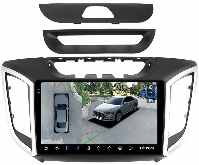 Магнитола для Hyundai Creta 1 2016-2021 (рамка 9) - Teyes CC3-2K-360 на Android 10, 2K QLED, 6Гб+128Гб, CarPlay, 4G SIM-слот, 4 камеры в комплекте