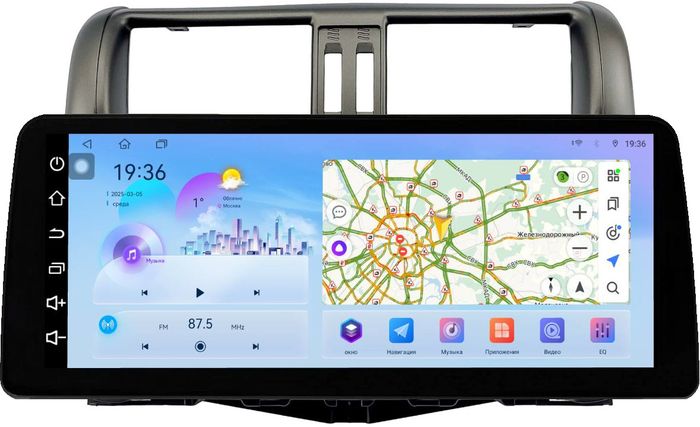 Магнитола для Toyota Land Cruiser Prado 150 2009-2013 (рамка графит) - FarCar монитор 12.3" 2K QLED на Android 14, Быстрая, CarPlay, 4G SIM-слот