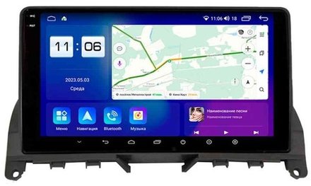 Магнитола для Mercedes-Benz C-класс W204 2007-2011 - Parafar PF222RN2K на Android 13, QLED+2K, ТОП процессор, 4Гб+32Гб, CarPlay, 4G SIM-слот