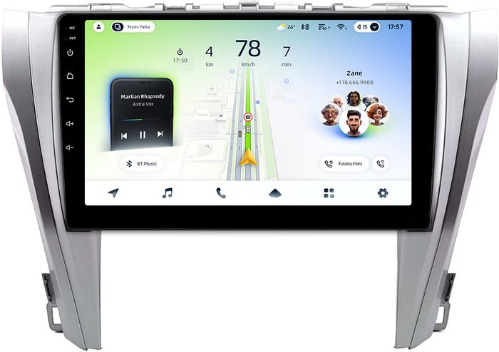 Магнитола для Toyota Camry 55 2014-2018 (рамка серебро) - Teyes CC4L монитор 10" IPS на Android 14, Snapdragon 662, CarPlay, 4G SIM-слот