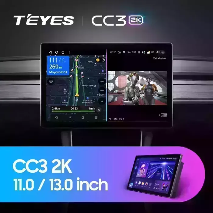 Магнитола для Chery Tiggo 3 2017-2020 - Teyes CC3-2K монитор 13", QLED+2K, Android 10, ТОП процессор, 4G SIM-слот, CarPlay