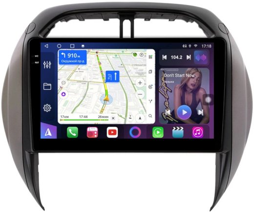 Магнитола для Toyota RAV4 2 2003-2005 - FarCar 9688 монитор 9.5" QLED на Android 14, TS18, CarPlay, 4G SIM-слот