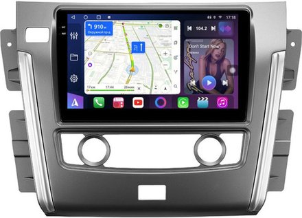 Магнитола для Nissan Patrol Y62 2010-2019 (экран климата внизу) - FarCar 9639F2 монитор 9.5" QLED на Android 14, TS18, CarPlay, 4G SIM-слот