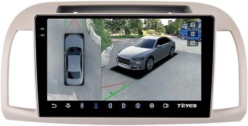Магнитола для Nissan March K12 / Micra K12 / 2002-2010 - Teyes CC3-2K-360 монитор 9.5" 2K QLED на Android 10, Быстрая, CarPlay, 4G SIM-слот, 4 камеры в комплекте