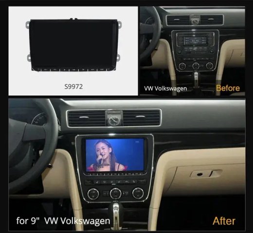 Магнитола для Volkswagen T5, T6, Tiguan, Passat, Polo, Jetta, Amarok, Golf и др., Skoda Fabia, Rapid - Kuberg OL-9972-P на Android 10 и 4ГБ-64ГБ, CarPlay, SIM-слот