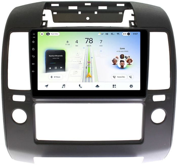 Магнитола для Nissan Navara D40 2004-2014 (кондиционер) - Teyes CC4L-DTS монитор 9" IPS на Android 14, Быстрая, Snapdragon 662, CarPlay, 4G SIM-слот