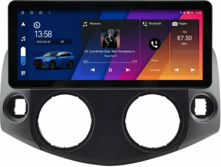 Магнитола для Toyota RAV4 30 2005-2012, Vanguard - Canbox H-Line 0213 монитор 12.3" QLED в стиле Audi на Android 10, ТОП-процессор, CarPlay, 4G SIM-слот