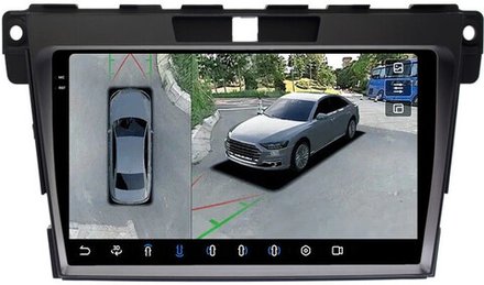 Магнитола для Mazda CX-7 2006-2012 - FarCar BX097M-360 монитор 9.5" 2K QLED на Android 13, 6Гб+128Гб, CarPlay, 4G SIM-слот, 4 камеры в комплекте